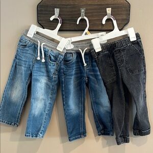 Cat & Jack Toddler Boys Denim Pants Set 2T medium wash, dark wash, and black